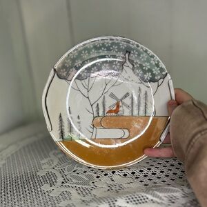 Vintage 1950s Metallic Art Deco Hand Painted Japanese Plates